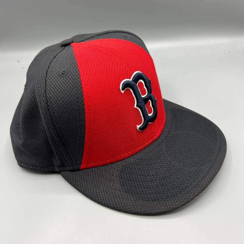 Boston Red‎ Sox Hat Men 7 1/4 Black Red Embroidered 59Fifty New Era Fitted Cap